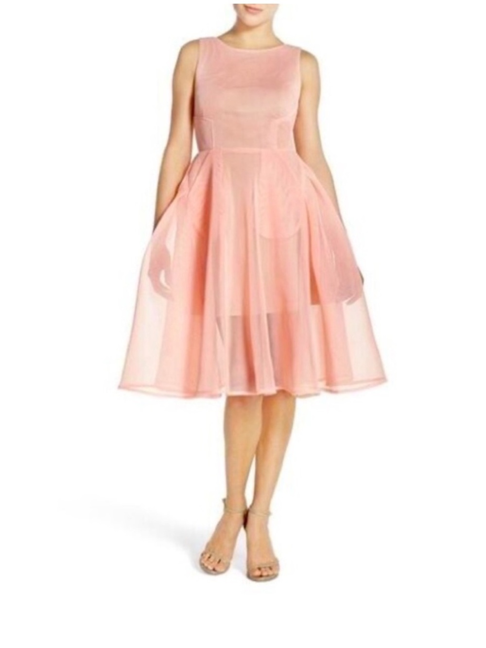 Elliatt Neon Pink/Coral Structured Mesh  Dress with Pockets Small